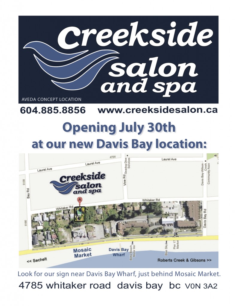 Creekside Salon moving to Davis Bay